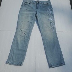 Simply Vera Women's Capri Denim Embroidered Floral Blue Jeans Size 4 Vera Wang